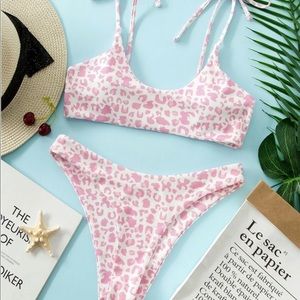 leopard print ribbed bikini